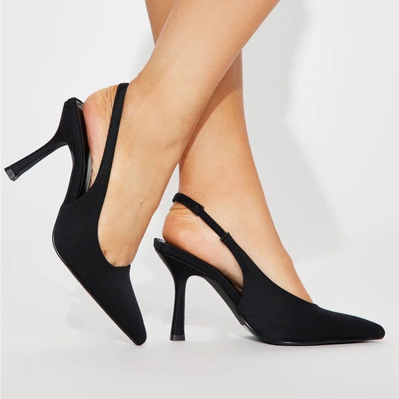 Slingback heeled sandals Size 10 Black - Picture 1 of 3